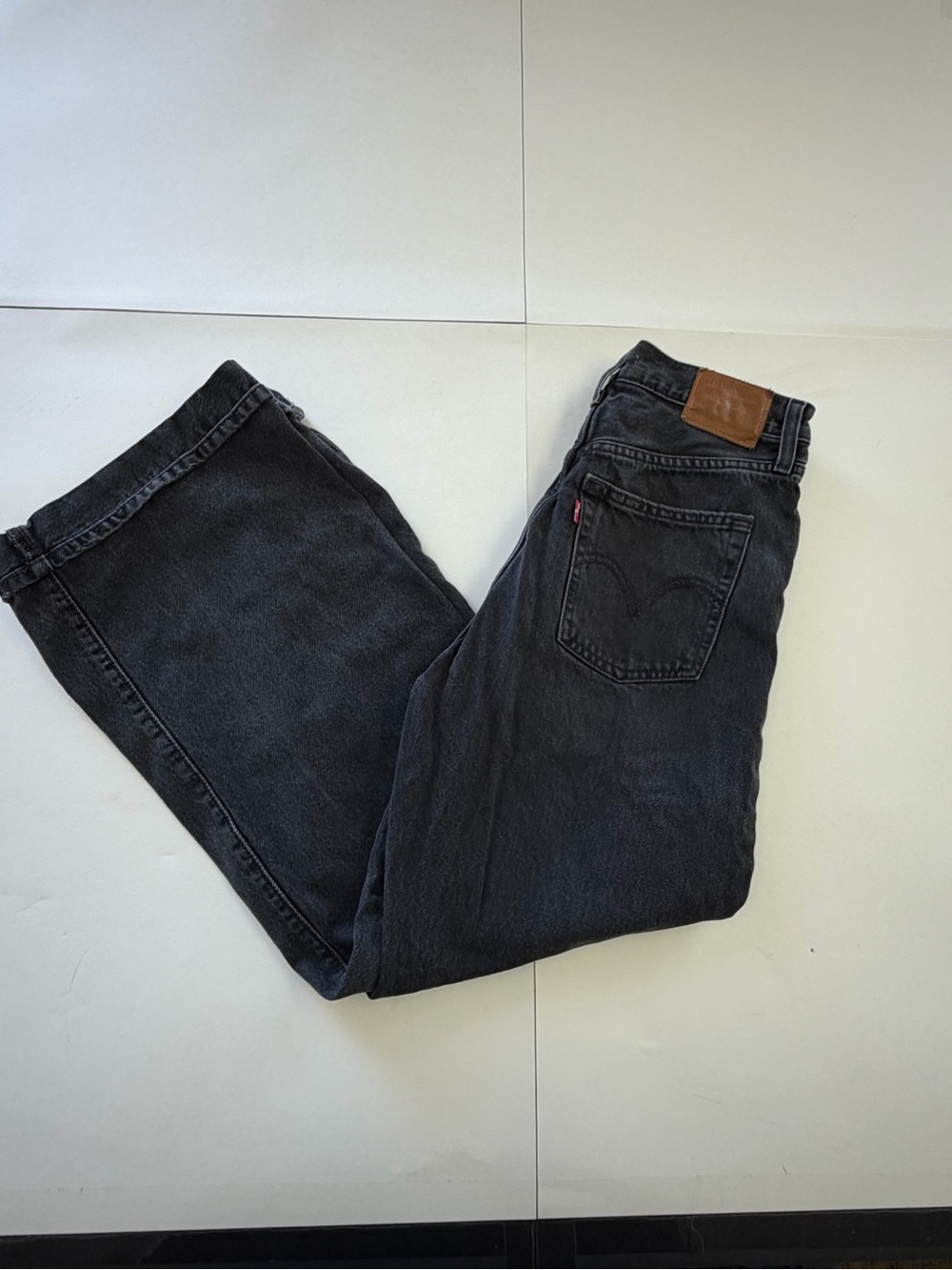 Classic Black Womens Jeans - Levi's Ribcage Wide Leg 28